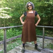 ERTUTUYI Womens Knee High -Bib Jumper Dress Skirt,hand woven cotton Dress Sleeveless Brown XL