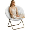 thumbnail image 1 of ERTWER Comfy Saucer Chair Set of 1, Folding Moon Chair with Faux Fur, Cozy Accent Chair with Foldable Metal Frame, Lazy Papasan Chair for Bedroom, Living Room, Reading, Gaming, Camping, White, 1 of 8