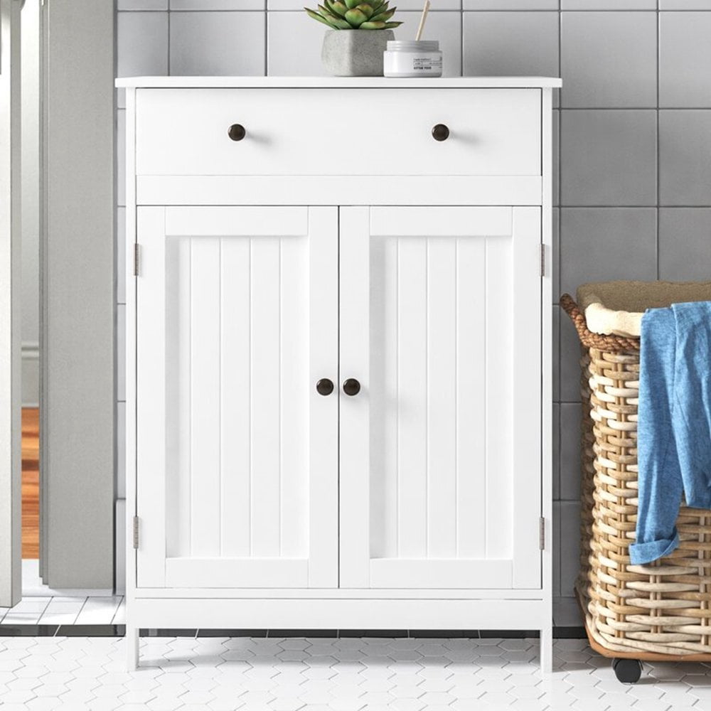 ERTWER Wooden Floor Cabinet Freestanding Bathroom Storage Cabinet Unit Home Decor.Waterproof and moisture-proof.Can be used as bathroom cabinet, dining cabinet and porch cabinet White
