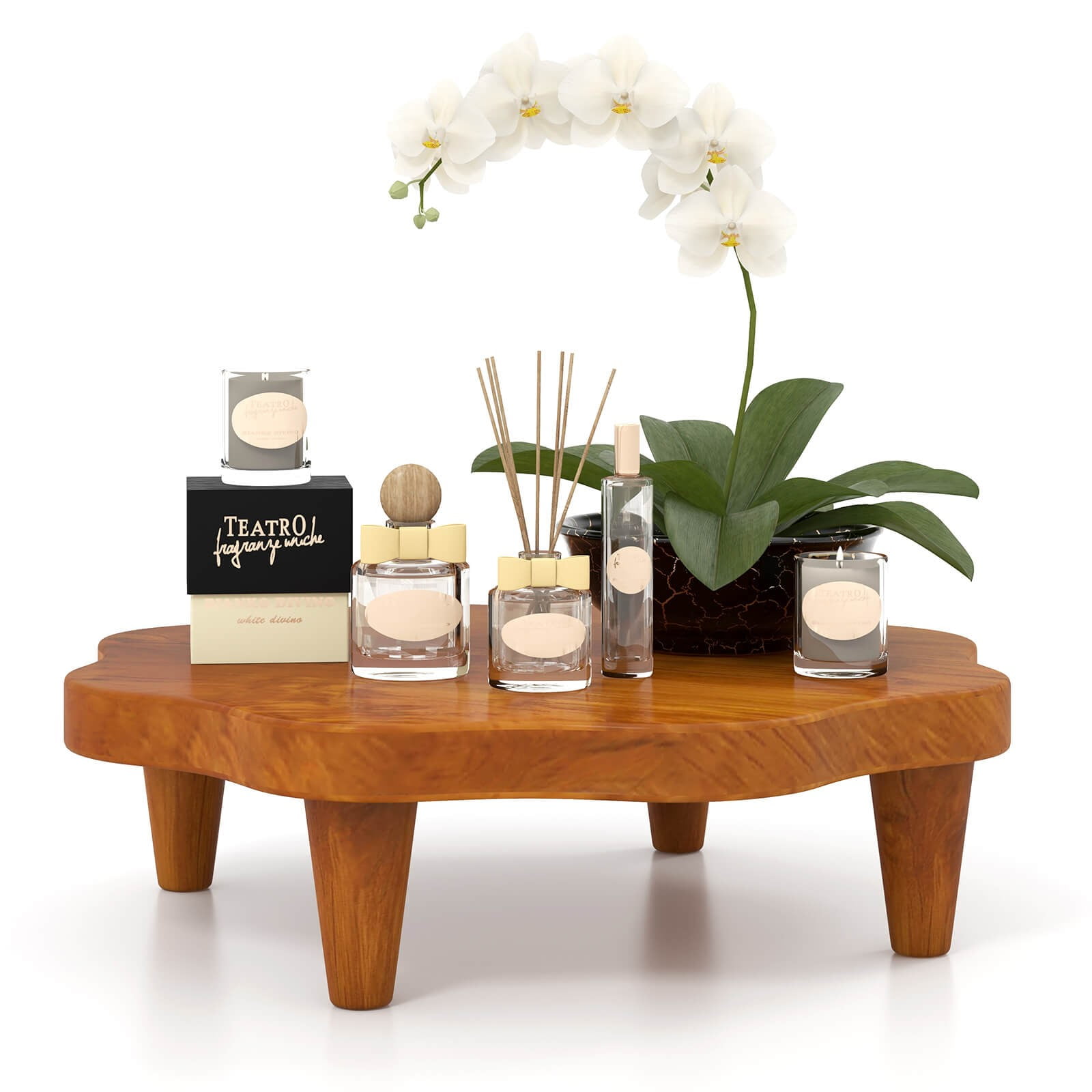 ERTWER natural teak material storage rack, 16 × 16 × 4 inch flower ...