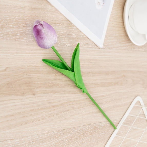 ERTZAE 10Pc Real Touch Latex Tulip,13.4" Purple Mini Tulip Flower For Vase & Wedding Bouquets,Fake Tulip Flower Stems,Spring Office Decor,Wedding Floral Arrangement,Artificial Peonies That Look Real