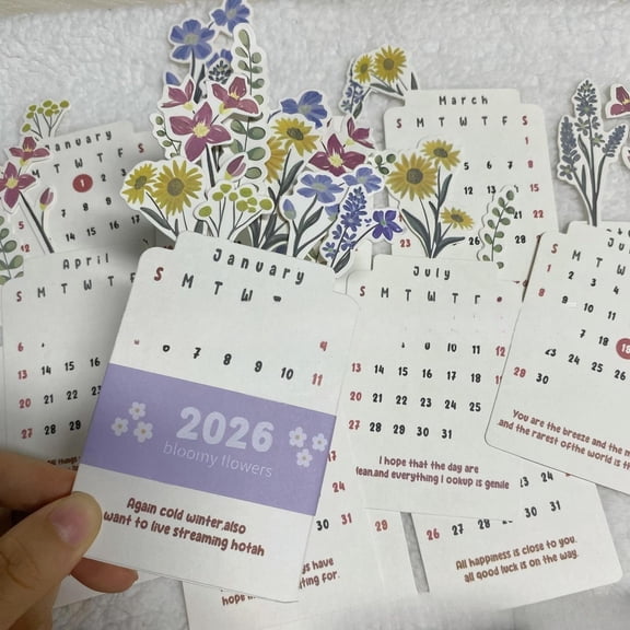 ERTZAE 2026 Bloomy Flowers Standing Desk Calendar,Tabletop Monthly Productivity Planner,Space-Saving Desk Counter Organizer,Dual-Function Home Office Decor Planner,Sturdy Year-Round Desk Calendar