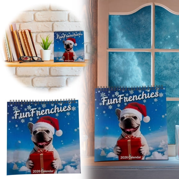 ERTZAE 2026 Pet Friendship Wall Calendar,French Bulldog Fun Scene Organizer,Monthly Trivia Planner,Hangable Home Office Calendar,To-Do List Tracker,Holiday Date Reminder,Pet Lover Gift Calendar E