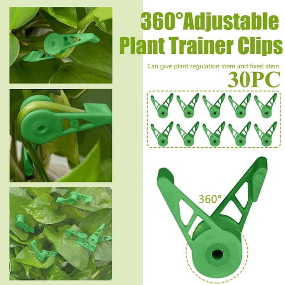 ERTZAE 360 Degree Adjustable Plant Clips,Low Stress Training Clips,Plant Training Clips,Plant Stem Bender,Plant Ties Gardening,Gardening Accessories,Green 1.4in 30Pcs Green Plant Trainer