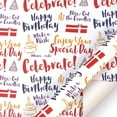 thumbnail image 1 of ERTZAE 5Pc Reversible Wrapping Paper,19.69X27.56In"Celebrate!" & Birthday Doodles In Red/Blue Design Durable Multi-Pattern Wrapping Paper For Party Gifts,Gift Wrapping Supplies,Wrapping Paper Wedding, 1 of 4