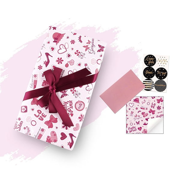 ERTZAE 5Pc Wrap For Valentines,19.69X27.56Inpink Tones With Bows,Hearts & Floral Motifs Design Versatile Valentine Wrapping Paper For Wedding Graduation,Custom Wrapping Paper,Christmas Paper Wrapping
