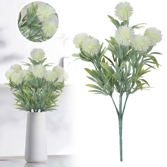 ERTZAE Artificial Dandelion Decor,Floral Arrangement Decor,Gerbera Flower Decor,Planter Filler Decor,Party Floral Accent,White 7-Branch 35-Head Artificial Flower Ball 13In,for Home Garden Decoration
