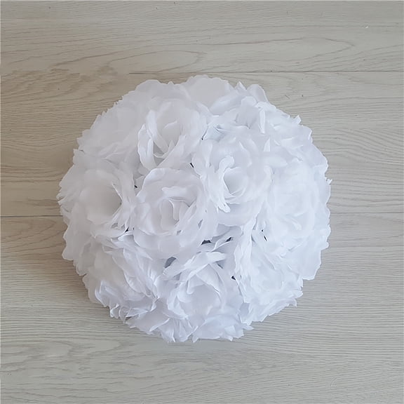 ERTZAE Artificial Flower Ball,Floral Arrangement Ball,Reception Table Ball,Gorgeous Floral Ball,White Artificial Silk Rose Ball 8Inch,Realistic Flower Sphere for Wedding Centerpiece or Home Decor