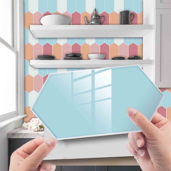 ERTZAE Backsplash Peel And Stick Tile,Long Hexagon Wall Tile,Backsplash For Kitchen Bathroom,Crystal Tile Sticker 12Pcs 20x10cm,Self-Adhesive Waterproof,Kitchen Bathroom Backsplash Upgrade