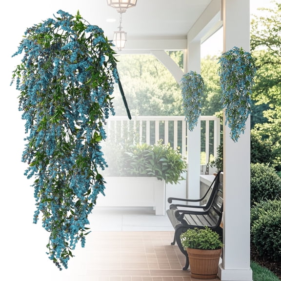 ERTZAE Blue 21.65" Wisteria Vines Silk,Artificial Flowers,Wisteria Vines Hanging Flowers Silk Wisteria String For Home Garden Party Wedding Decor,Wedding Arch Floral Party Garden Ceremony