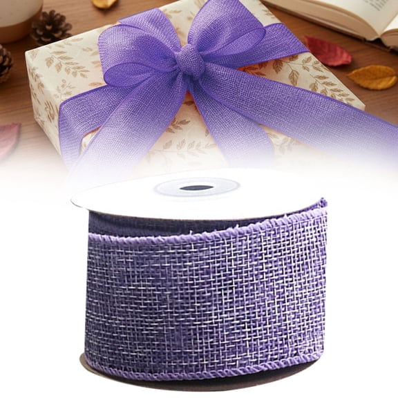 ERTZAE Christmas Decor Velvet Ribbon,Luxurious Velvet Decor Ribbon,Gift Basket Ribbon,Jute Burlap Ribbon with Wire Edge,4cm x 4.6m Natural Look Ribbon for DIY Christmas Crafts,Wreath Making Purple