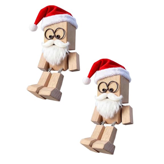 ERTZAE Christmas Shaking Wooden Figurine,Magnetic Expression Wood Doll,Handcrafted Rocking Puppet,Car Dashboard Decor,Desk Shelf Ornament,Festive Swing Figurine,Wood Holiday Interactive Gift