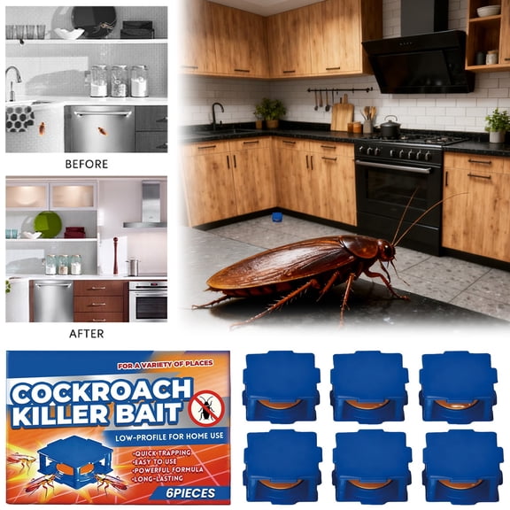 ERTZAE Cockroach Sticky Traps Indoor for Kitchen Cabinets and Narrow Gaps,6 Pack Glue Roach Catcher Discs with Mess Free Placement,Non-Toxic Pest Trap for Household Use