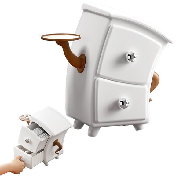 ERTZAE Creative Cabinet Storage Box,Funny Desktop Organizer,Whimsical Desk Storage,Decorative Drawer Box,White Desk Organizer with Drawers 8.7x4.7x4.7Inch,Bendable Storage for Jewelry & Accessories