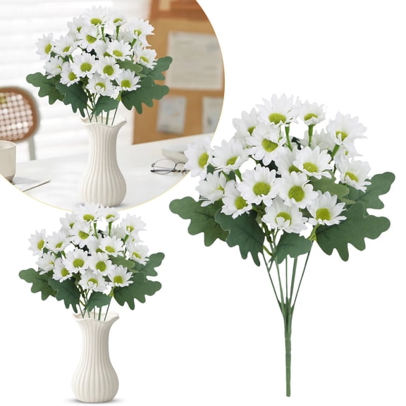 ERTZAE Diy Floral Decor,Versatile Faux Bouquet,Dining Table Floral Decor,Counter Floral Decor,Artificial Chamomile Flower Spray,7-Head 12.6-Inch White Spring Branch,Fake Daisy for Wedding Bouquet DIY