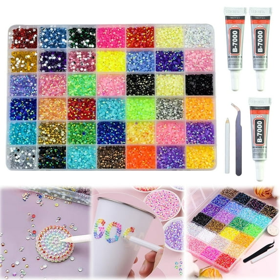 ERTZAE Diy Glitter Gemstone Craft Kit,Mixed Color Gemstones Glue Tools Set,Jewelry Phone Case Decor Craft,Sparkling Gemstones,Beginner-Friendly Craft Decoration,All-In-One Accessory Making Kit