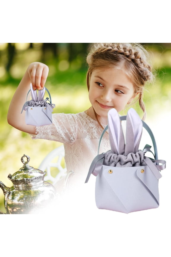 Easter Bunny Ear Drawstring Bags,Silver Easter Bunny Bag Pu Leather Candy Carrier,Velvet Drawstring Bunny Bags,Easter Party Favor Pouches,Candy Jewelry Treat Bags,Rabbit Ear Easter Basket