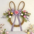 thumbnail image 1 of ERTZAE Easter Bunny Wreath with Flowers and Decorative Eggs,Plastic Vine Circle Hanging Ornament for Easter,Bunny Silhouette Wreath,Artificial Flower Egg Accents,Weather-Resistant for Indoor/Outdoor, 1 of 6