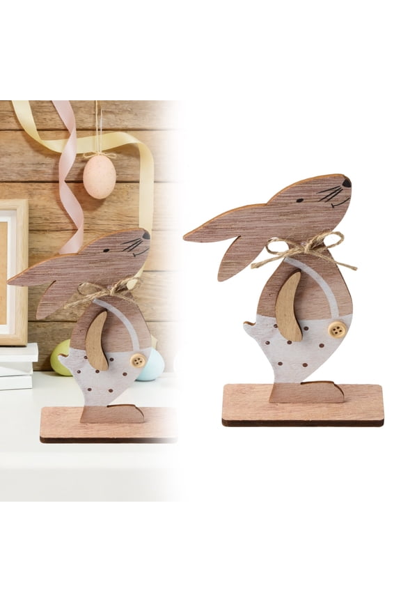 Easter Decorations Wooden Bunny,5.9X3.5In Neutral Tone Wooden Easter Bunny Home Decoration,Bunny Tiered Tray Sign,Easter Party Table Decor,Home Office Desk Ornament,Easter Decorations Indoor