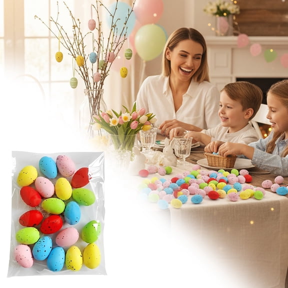 ERTZAE Easter Tree Decor,Easter Tree Ornament Set,Egg Tree Decor,Spring Tree Decor,Egg Hanging Ornament,Holiday Hanging Egg,20PC Easter Speckled Foam Eggs 1.2Inch,DIY Vase Filler for Spring Displays