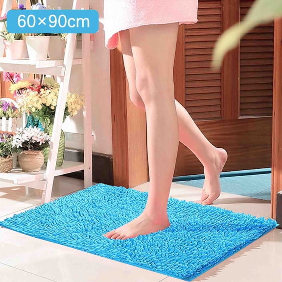 ERTZAE Extra Thick Soft Absorbent Bath Rug,60×90Cm Lake Blue Non-Slip Soft Rug Absorbent Floor Mat,Water Resistant Backing Chenille Bathroom Rug,Non-Slip Ultra Soft Absorbent Mat,Nonslip Bathroom Rug