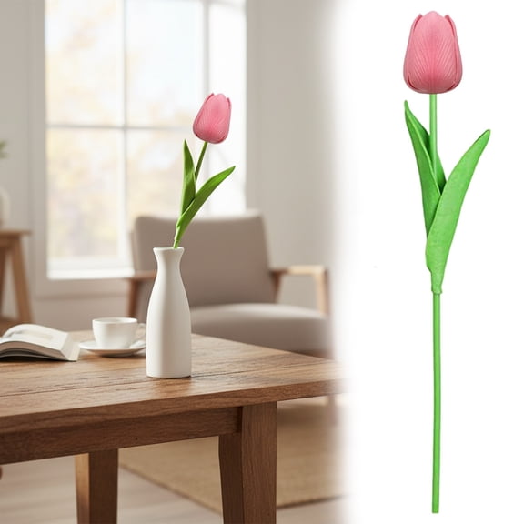 ERTZAE Faux Flowers Tulips Floral,12.6"Pink Odor-Free & Wrinkle-Resistant Design For Easy Maintenance,Real Touch Artificial Tulip Flowers,Pu Fake Faux Tulips,Easter Spring Valentines Day Floral Decor