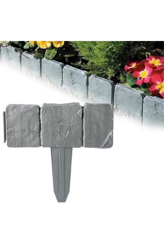 Faux Stone Edging For Landscaping,1Pc Gray 9.84X9.06In Stone Brick Garden Edging Border,Decorative Imitation Stone Garden Fence,Plastic Rocks For Landscaping,Artificial Stone Edging