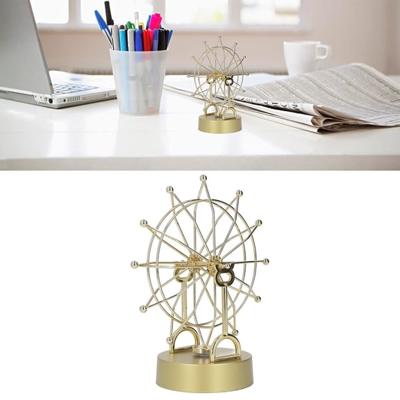 ERTZAE Ferris Wheel Home Decor,Tabletop Ferris Wheel Ornament。Gold Ferris Wheel Perpetual Motion Machine,Kinetic Desktop Ornament for Living Room Bookshelf,Stress Relief Decor with Install Tools