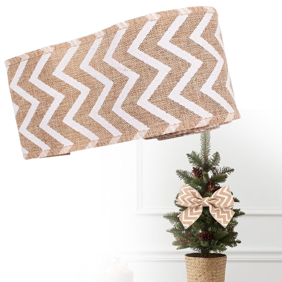 ERTZAE Festive Burlap Wired Ribbon,Christmas Diy Craft Fabric,Vintage Holiday Decor,Natural Texture Webbing,Wedding Festive Accent,Xmas Pattern Ribbon,Rustic Craft Material,Holiday Decor Fabric A