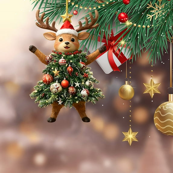 ERTZAE Festive Dog Christmas Ornament,Pet-Themed Hanging Charm,Holiday Tree Decor,Rearview Mirror Pendant,Acrylic Dog Keepsake,Xmas Pet Lover Gift,Festive Puppy Ornament,Christmas Pet Decoration Cb