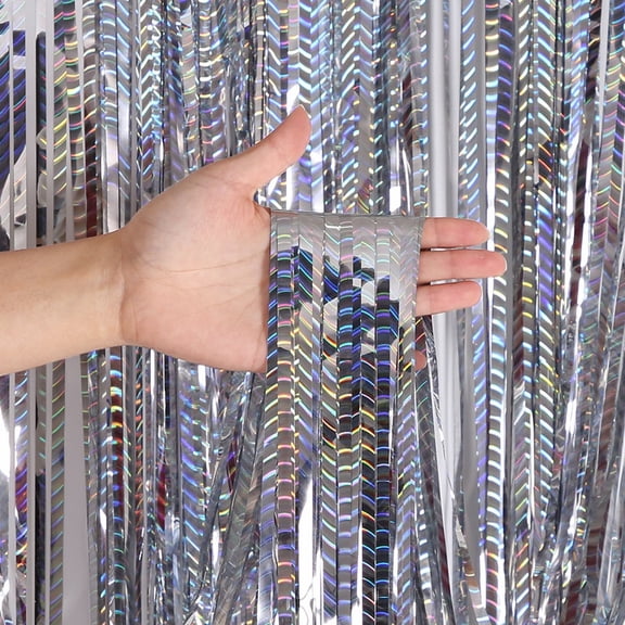 ERTZAE Foil Fringe Curtains Backdrop,Bachelorette Party Decor,Party Photo Booth Props,Foil Fringe Curtain 39x78in,Metallic Rain Curtain for Party Decor,Photo Booth Backdrop for Wedding Birthday
