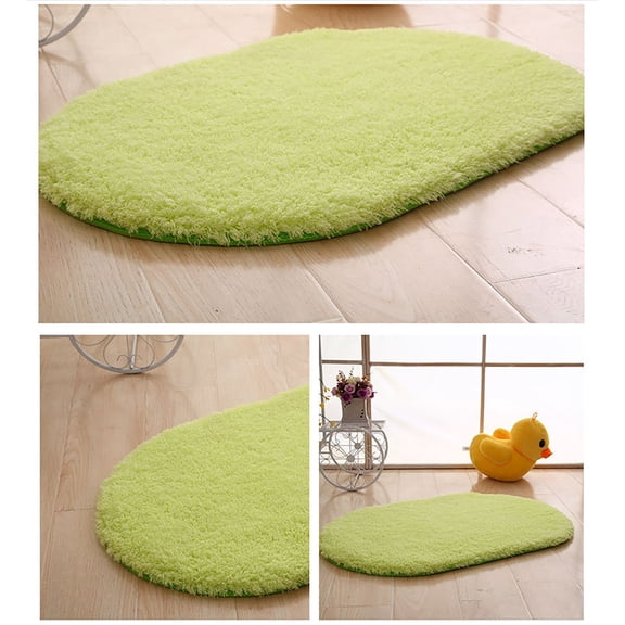 ERTZAE Furry Carpet Shag Rug,Green 23.62X15.74In Soft Microfiber Rug Oval Bathroom Floor Mat,Fluffy Faux Fur Chair Seat Pad,Soft Shaggy Mat For Sofa Chair Bedroom Living Room,Fluffy Living Room Rug