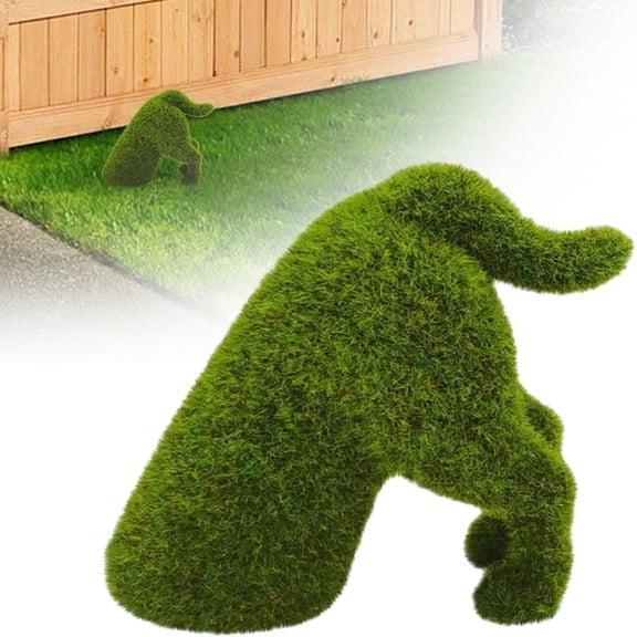 ERTZAE Fuzzy Flocked Finish,Cute Realistic Puppy Design,Durable Garden Figurine,Waterproof Weatherproof Material,Green Flocked Dog Garden Statue 5Inch,Weather-Resistant Puppy Sculpture for Patio Yard