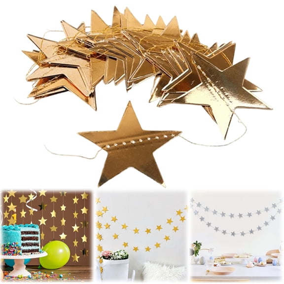 ERTZAE Glitter Star Garland Banner,4Pc 4M Brownbirthday Party Star Banner – Create Festive Vibe For Celebrations,Glitter Star String Garland,Party Banner Decor,Festival Wedding Supplies,Ceiling Drape