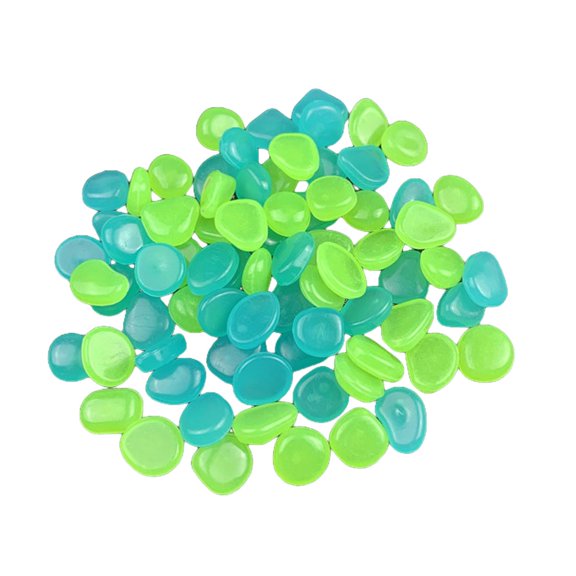ERTZAE Glow Rocks Luminous Pebbles,Indoor Outdoor Decor Stones,Indoor Outdoor Yard Decor,Blue Green Glow in Dark Pebbles 1cm Luminous Plastic Stones for Garden Aquarium Fish Tank Home Decor 200pcs
