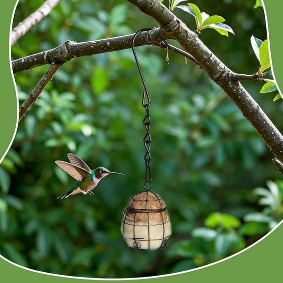 ERTZAE Handmade Bird Nesting Heart,Reusable Nesting Material Accessory,Outdoor Garden Yard Decoration,Hummingbird Nesters Cage Holder,Refillable Bird Nesting Cage,Cotton Jute Hanging for Wild Birds