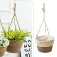 thumbnail image 1 of ERTZAE Handwoven Cattail Hanging Plant Basket – Natural Hanging Flower Pot,Handwoven Hanging Basket,Multi-Functional Storage Basket,Space-Saving Plant Pot,Leak-Proof Hanging Planter Brown 7.87", 1 of 5