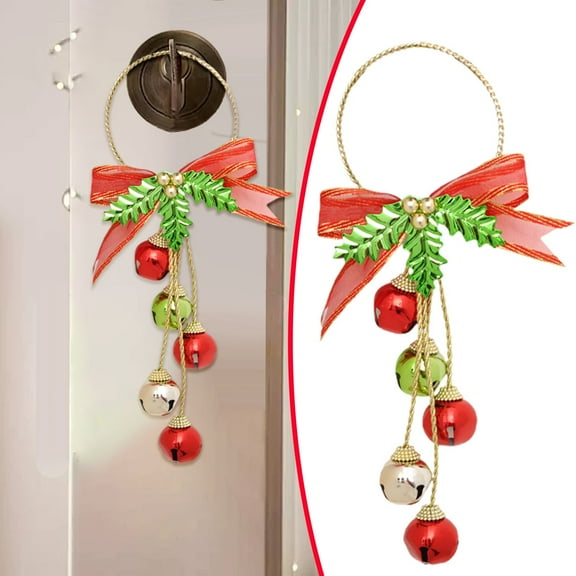 ERTZAE Hanging Christmas Bell Decor,Metal Jingle Bell Ornament,Pinecone Door Hanger,Iron Bell Pendant,Festive Bow Bell Decor,Holiday Door Knob Accent,Tree Hanging Bell,Christmas Jingle Decor 1