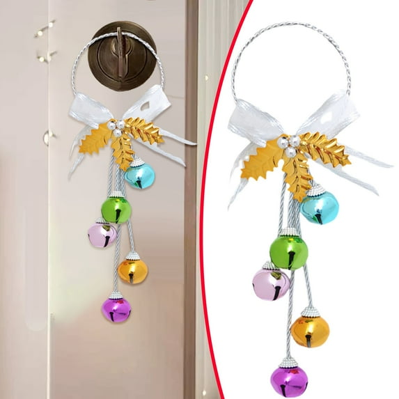 ERTZAE Hanging Christmas Bell Decor,Metal Jingle Bell Ornament,Pinecone Door Hanger,Iron Bell Pendant,Festive Bow Bell Decor,Holiday Door Knob Accent,Tree Hanging Bell,Christmas Jingle Decor C
