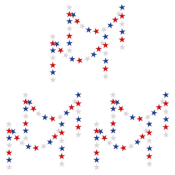 ERTZAE Independence Day Decorations,Total 24M Red Silver Blue Hanging Star Garland,Patriotic Star Banner Streamers,American Flag Decor,4Th Of July Memorial Day Celebration,Twinkle Little Star Hanging
