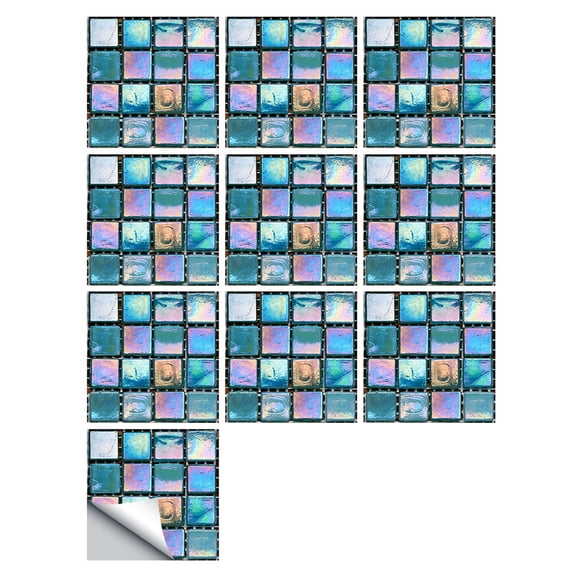 ERTZAE Mosaic Tile Backsplash,Peel And Stick Tile Backsplash,Self Adhesive Waterproof Vinyl,Self Adhesive 3D Tile Stickers 10pc Glitter Mosaic Blue,4x4 Inch PVC for Kitchen Backsplash Bathroom