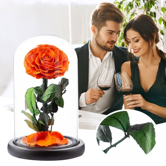 ERTZAE Mothers Day Flowers Gifts,Vibrant Orange 7.87"Rose "Glass,Flower Gifts From Daughter Son,Gifts For Mom Wife Girlfriend Grandma Teacher,Birthday Anniversary Valentines Day Gifts