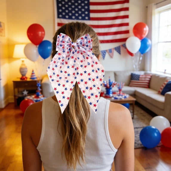 ERTZAE Patriotic Ribbon Bow,11.8" Burlap Wreath Bows Front Door,4Th Of July Decorations,Wreath Bow For Front Door,Red White Blue Independence Anniversary Memorial Day Party Supply,Americana Decor