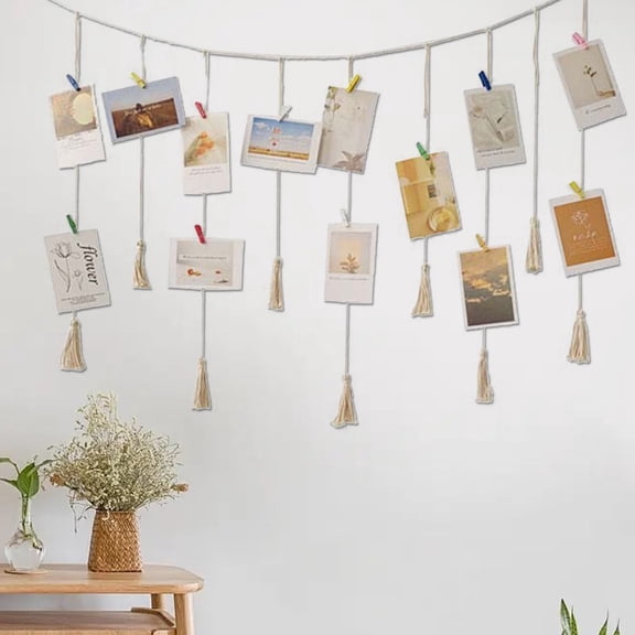 ERTZAE Picture Frame With Clips,Removable Clip Photo String For Customizable Wall Arrangements,Wedding Photo Display For Sentimental Event Decor,No Drilling,No Wall Damage For Easy Installation