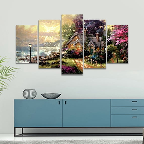 ERTZAE Pictures Wall Decor,Canvas Wall Art For Living Room,Bedroom Decor,Wall Decor Bedroom,Bedroom Pictures,,5-Piece Unframed Canvas Wall Art,Multicolor Abstract Painting Set for Living Room