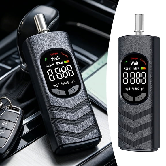 ERTZAE Portable Breathalyzer Tester with LCD Display and 5 Mouthpieces,USB Rechargeable Digital Alcohol Detector for Car Home Party,Quick Response Pocket Breath Tester