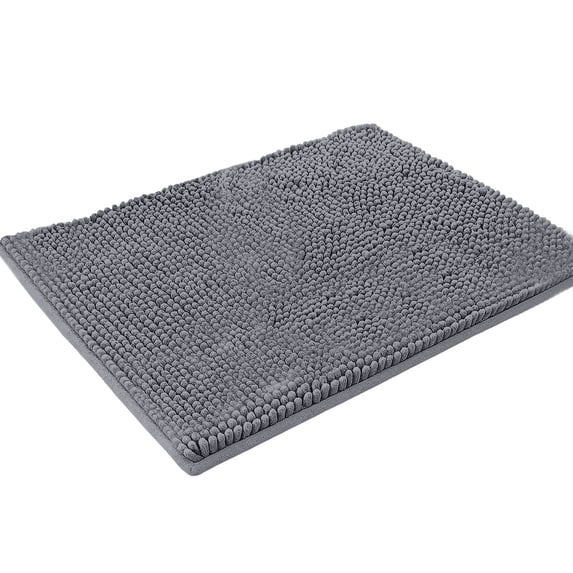 ERTZAE Rubber Backing Washable Shower Floor Rugs,Gray 40*60Cm Thick Kennel Mat Shaggy Plush Warm Cushion,Extra Thick Chenille Shower Mat,Non-Slip Super Absorbent Quick Dry Washable Rug,Bath Runner