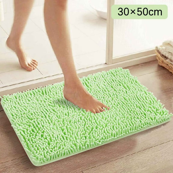 ERTZAE Shaggy Shower Mat,30×50Cm Fresh Green Soft Absorbent Rug Machine-Washable Mat,Chenille Bathroom Floor Carpet,Non-Slip Decorative Ultra Soft Machine Washable Mat,Bath Mat For Bathroom Non Slip