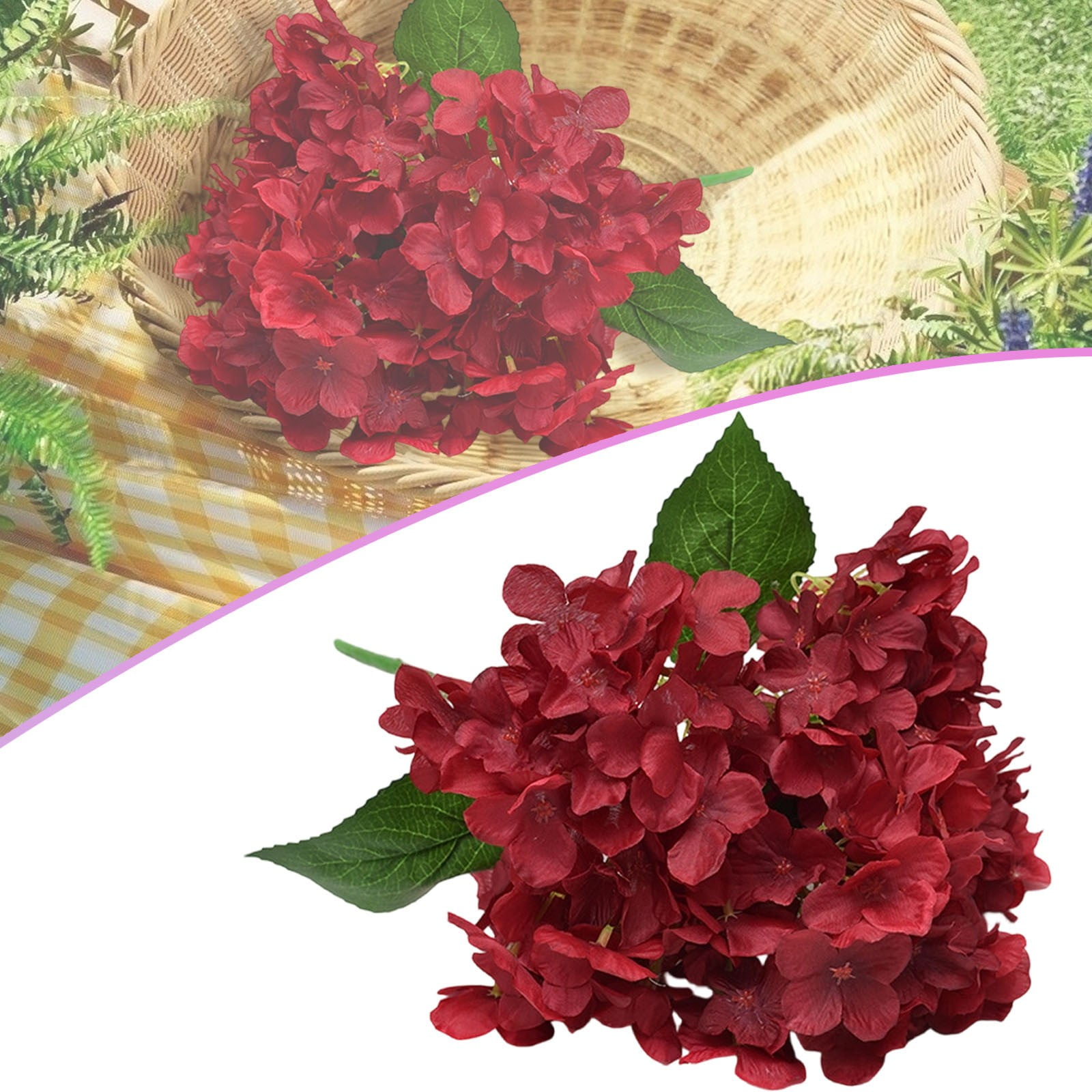 ERTZAE Silk Hydrangea Flowers,14" Red FadeResistant Fabric Hydrangea — free download