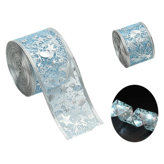 ERTZAE Sparkle Star Wired Ribbon,Glitter Snowflake Decor Ribbon,Metallic Trim Ribbon,Shiny Party Decor,Diy Craft Supply,Gift Wrapping Accent,Festive Glitter Ribbon,Luxe Holiday Textile Blue